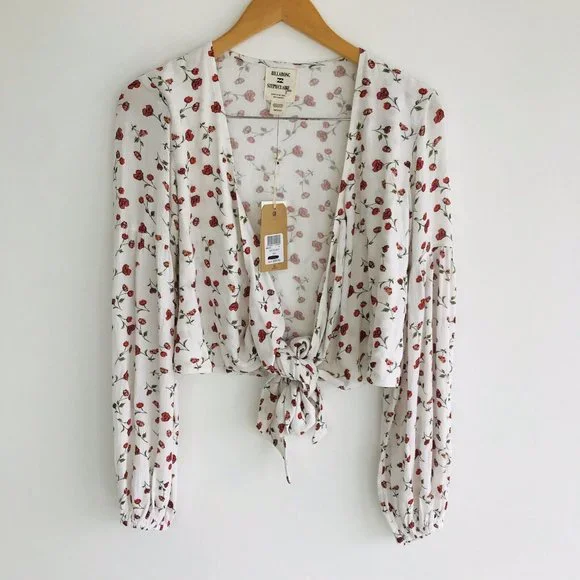 Billabong x Steph Collab NEW Claire Smith Sweet Soul Wrap Top White Size XS - Picture 3 of 11